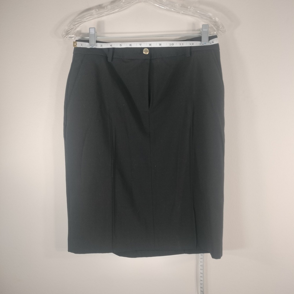 Halston Black Pencil Skirt Knee Length Professional Lined